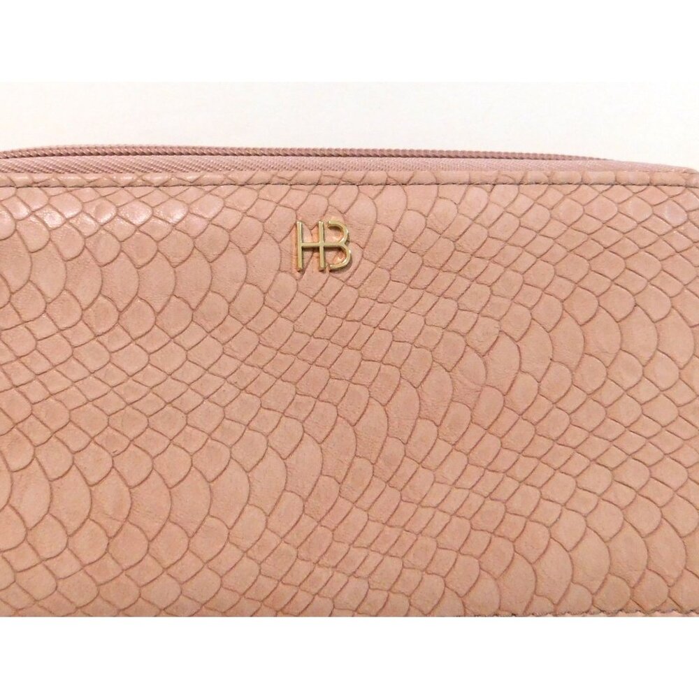Hudson & Bleecker Wallet Pink Faux Snakeskin Zip Around 7.5"x3.5"x1" - Picture 2 of 6